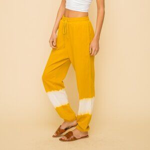 HEM & THREAD Mustard Tie-Dye Jogger Lounge Pants